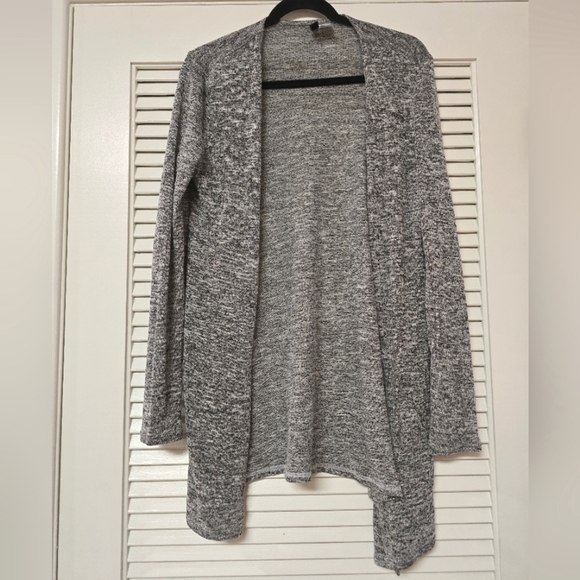 Divided Sweaters - Divided - Grey & White Lightweight Open Cardigan Sweater